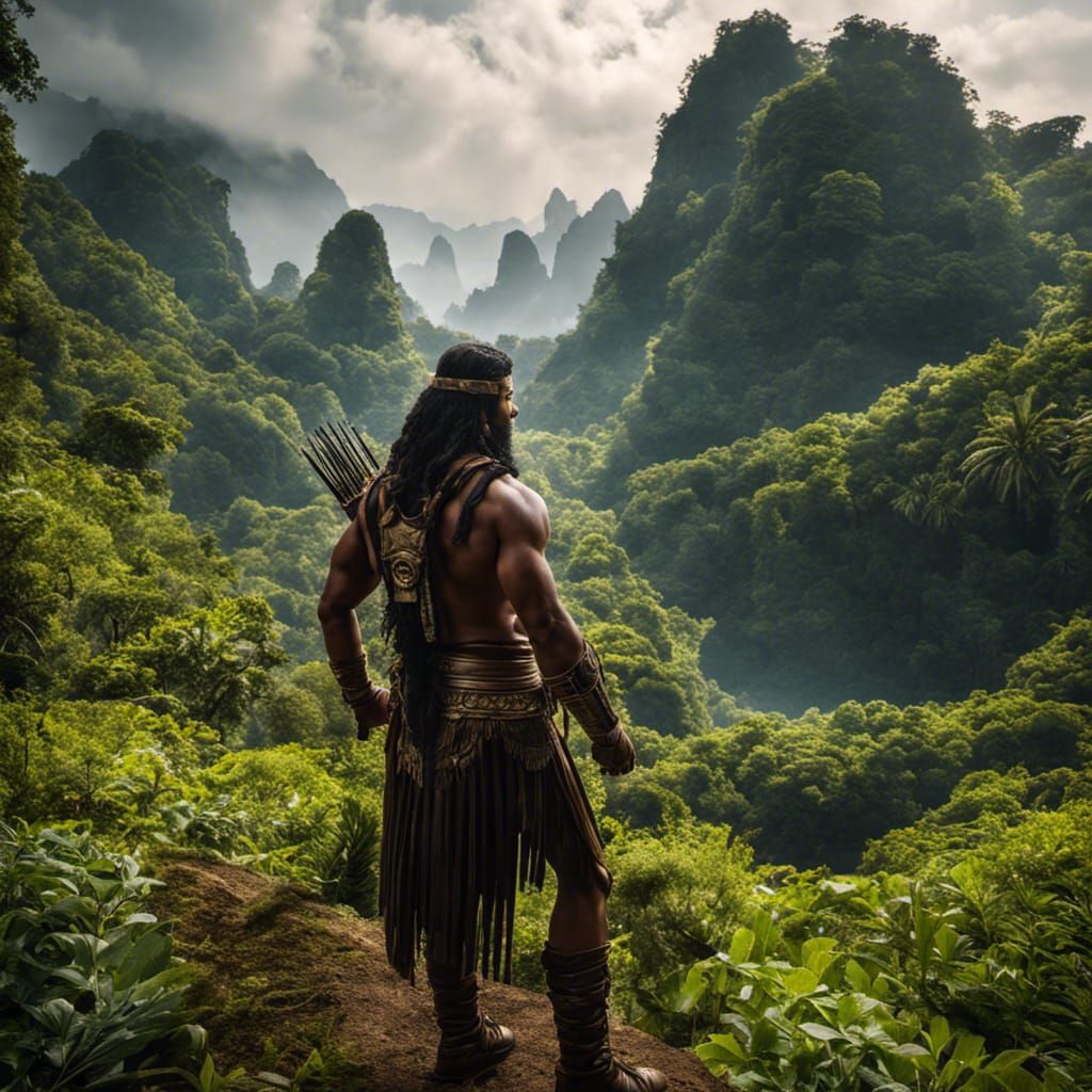 Godlike Human-Mangrove Hybrid in Sci-Fi Fantasy Scene