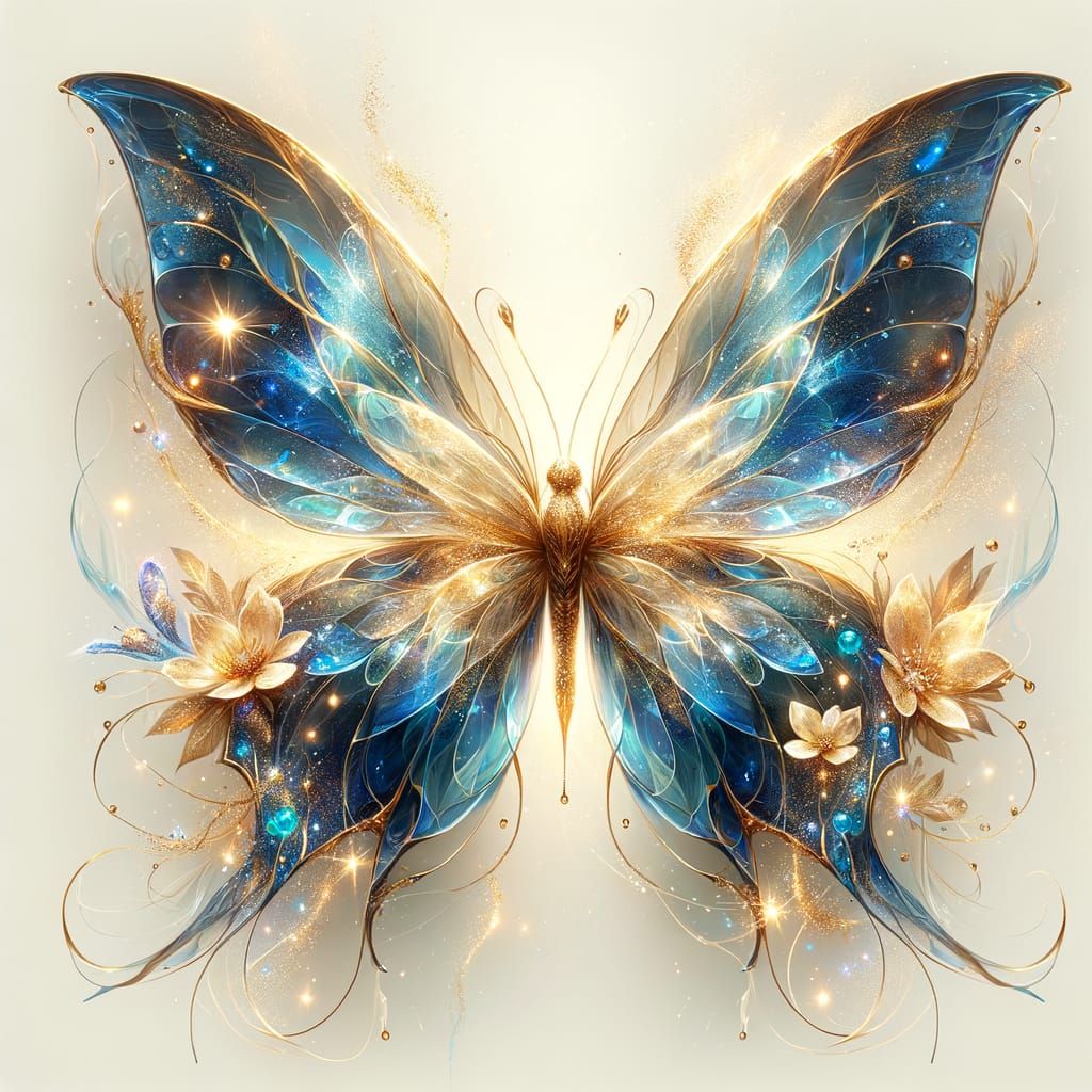 Luxurious Fantasy Butterfly in Watercolor Style