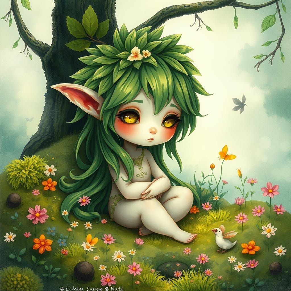 Whimsical Forest Spirit in Studio Ghibli Style
