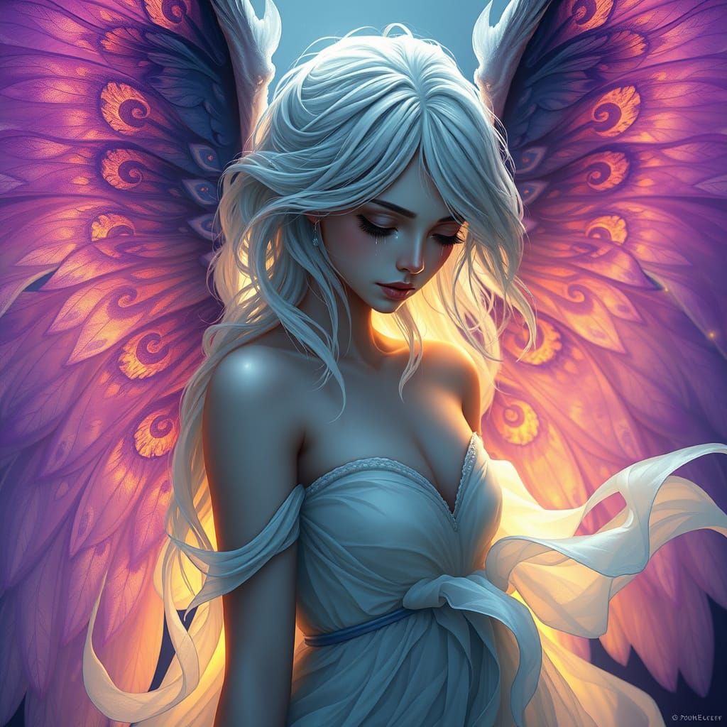 Mournful Fairy Queen with Majestic Wings