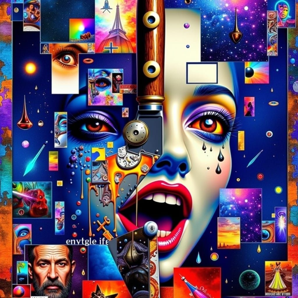 Surrealism of Betrayal in Vibrant, Distorted Chaos