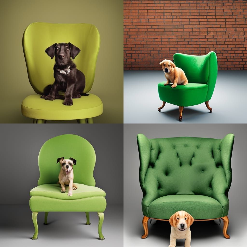 Puppy Portrait in Green Chair, Professional Studio Photograp...
