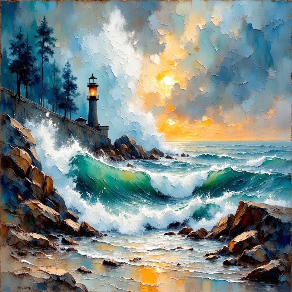 Impressionist Stormscape with Encaustic Light