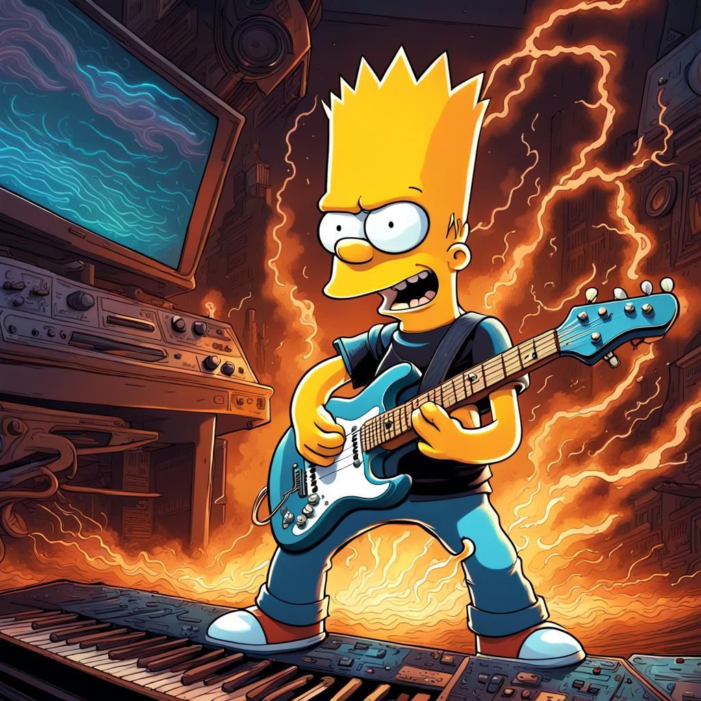 Bart Simpson's Electric Guitar Tribute, Comic Book Art