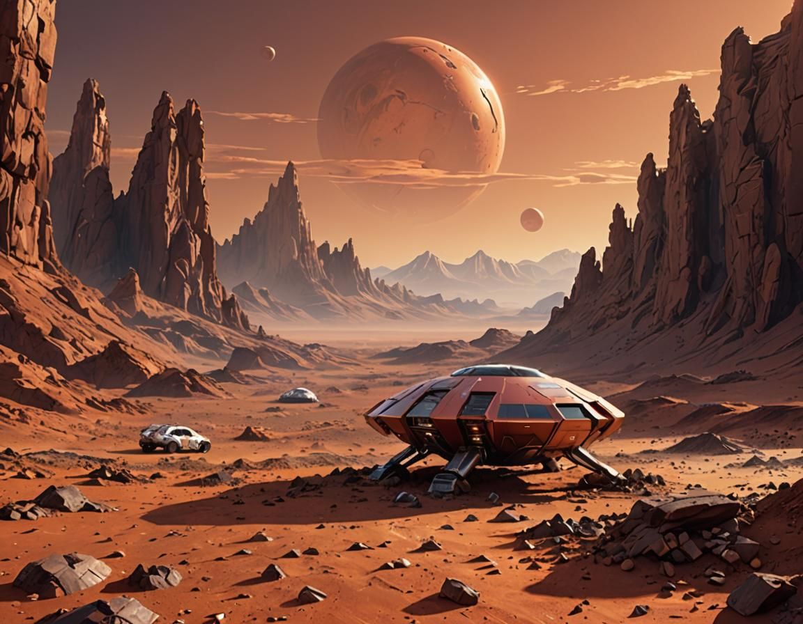 Martian Base on Barren Planet in Hyperrealistic Digital Art
