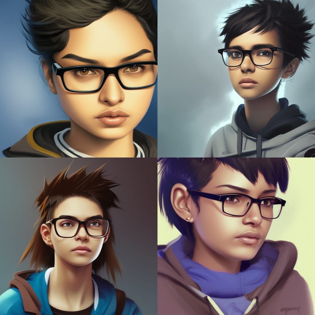 Hyperdetailed Portrait of Tomboy with Laptop