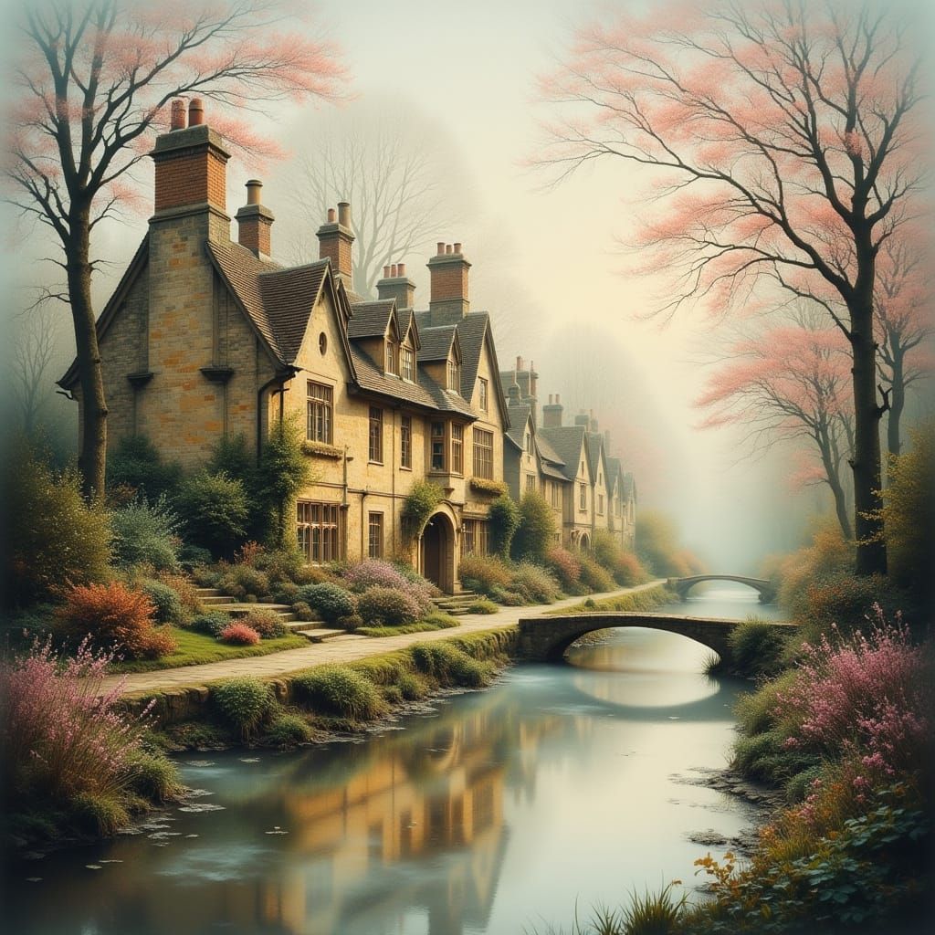 Bibury England Cottages in Ethereal Spring Light