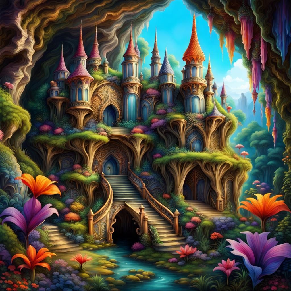 Elaborate Cave Castle in Maximalist Style