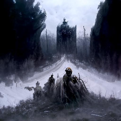 Misty Highway of Sorrow: A Gothic Horror Scene