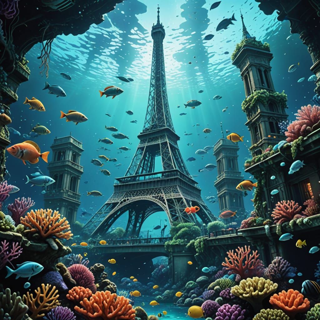Underwater Paris: A Hyperrealistic Dystopian Vision