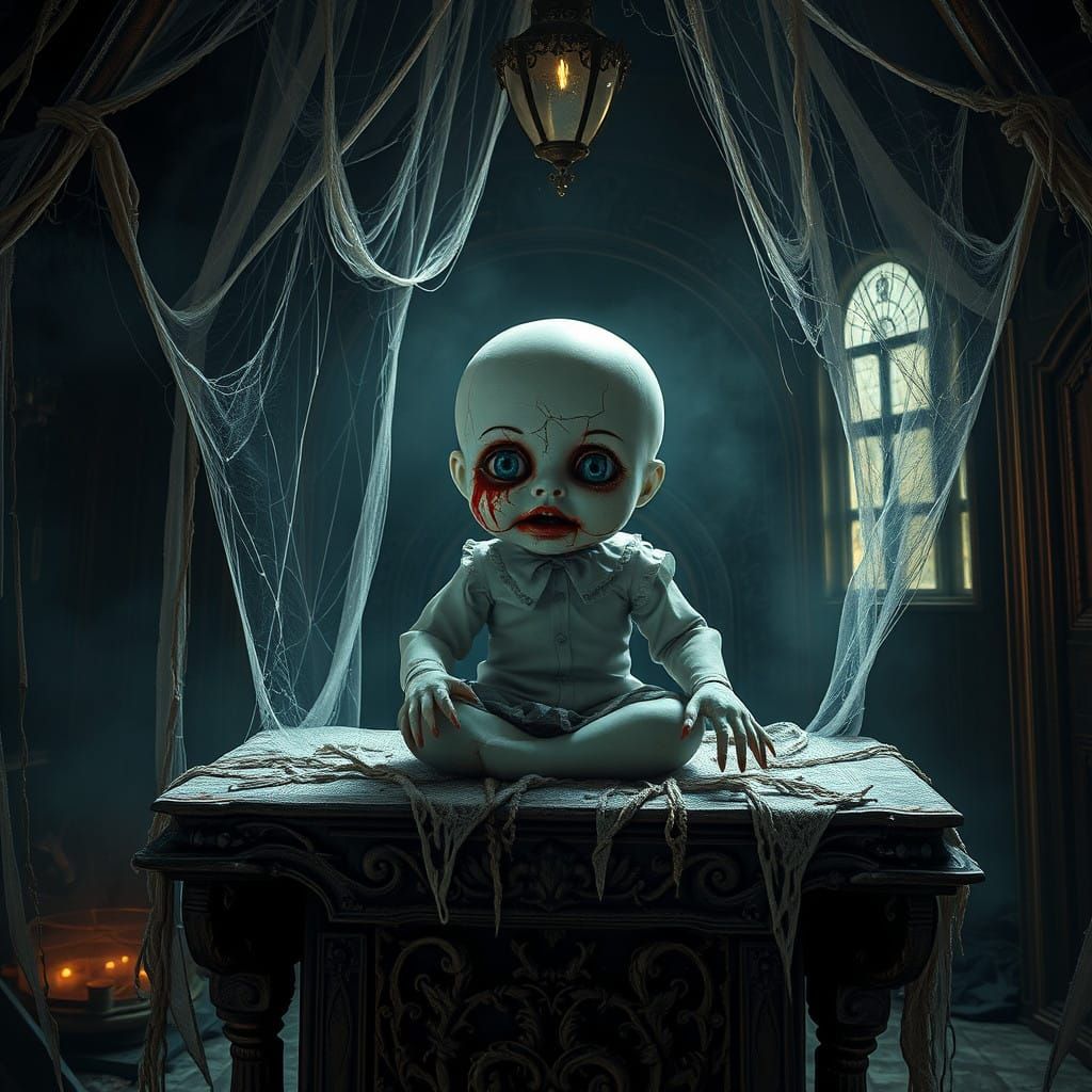 Gothic Doll Beckons with Dark Mystical Aura