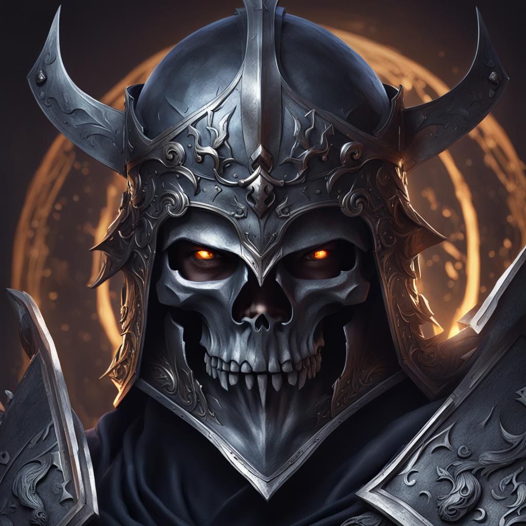 Sinister Knight Portrait with Skull Faceplate