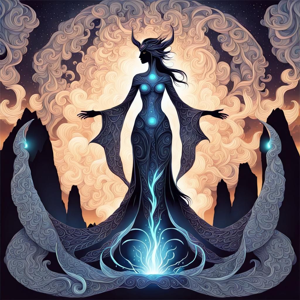 Sorceress Lights Up Night Sky with Smoke Dragons