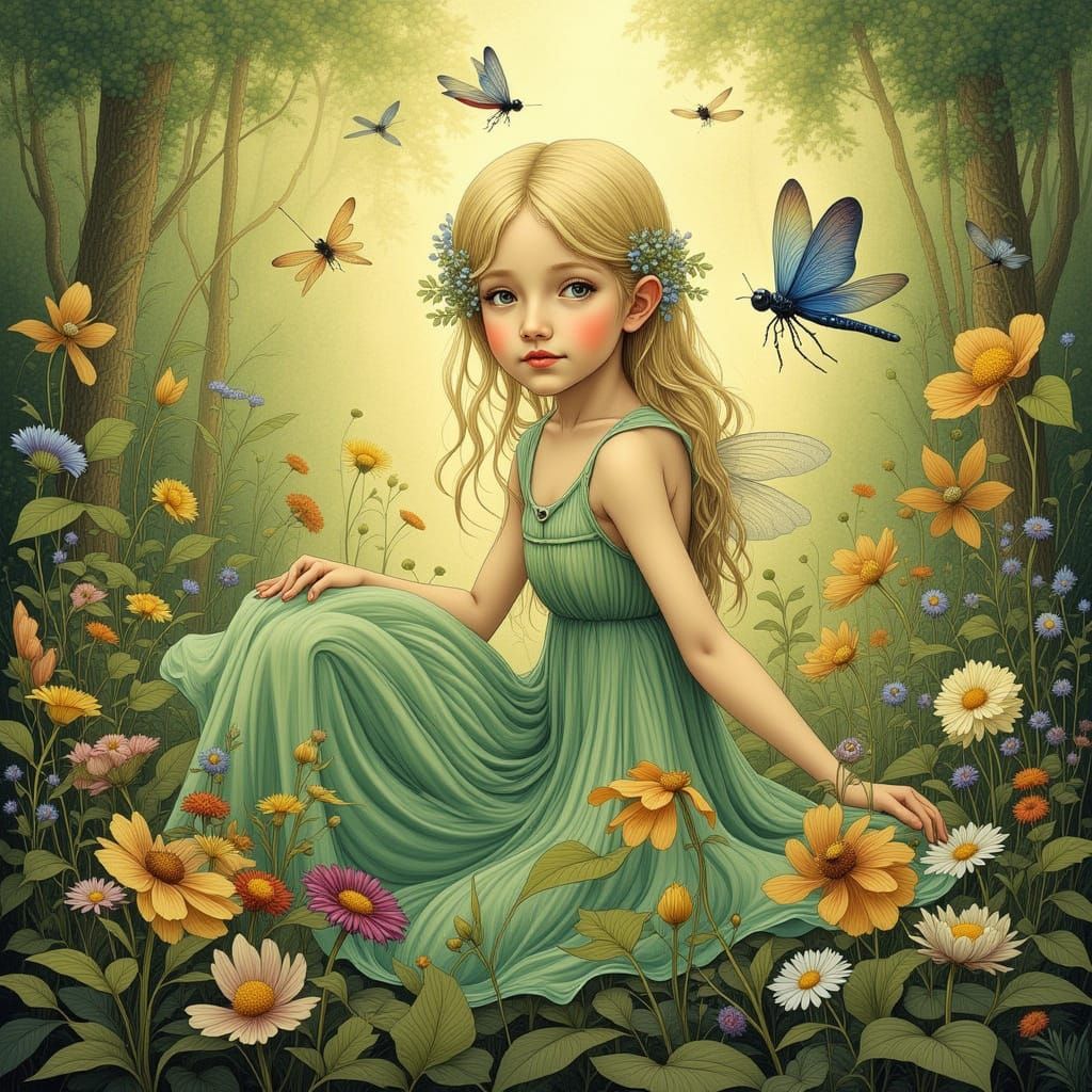 Dreamy Fairy Amidst Whimsical Blooms