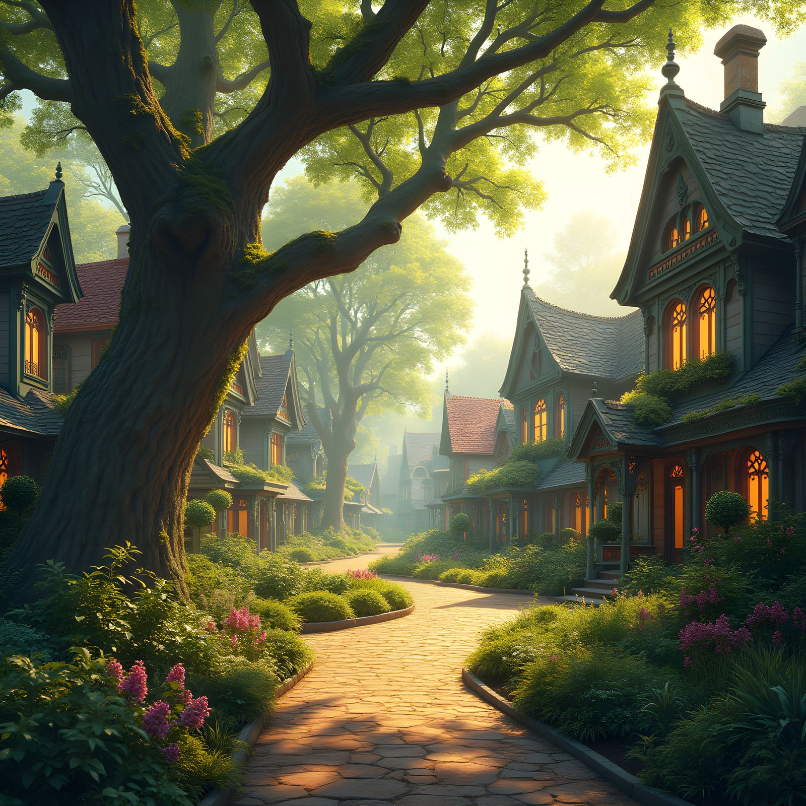 Community with Beautiful Homes: Matte Painting