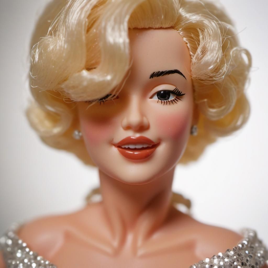 Marilyn Monroe as Barbie Doll: Hyperrealistic Macro Photo