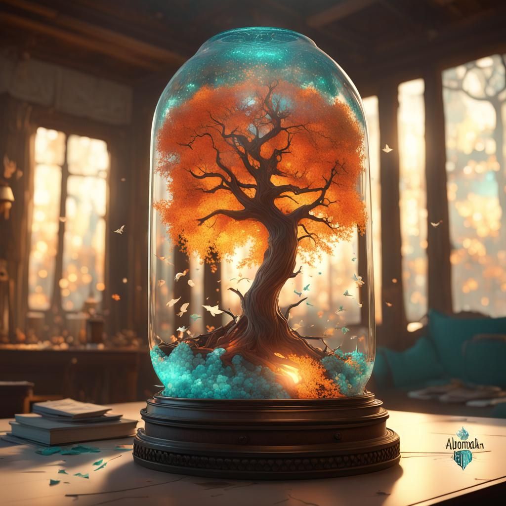 Tree Shatters Glass Lamp: Dynamic Concept Art