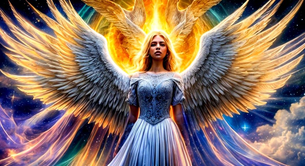 Celestial Angel with Wings in Hyperrealism