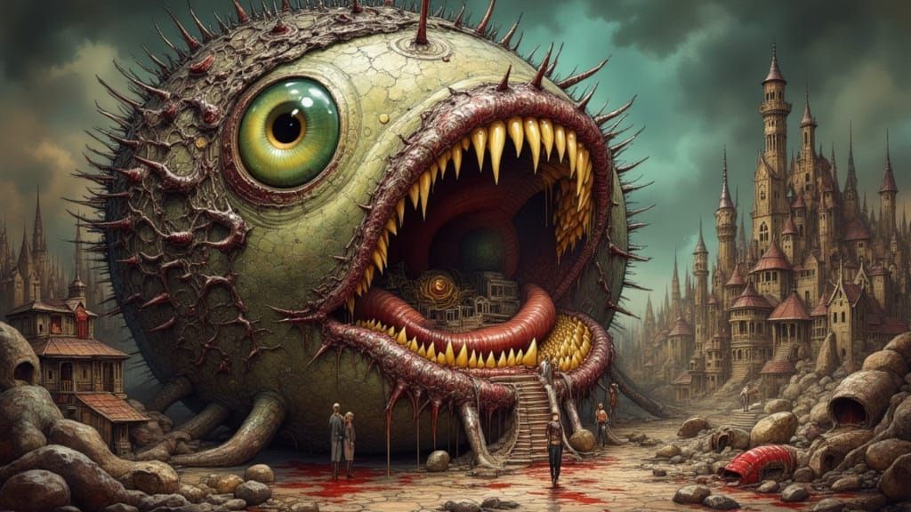 Visceral Biomechanical Eyeball with Jagged Teeth