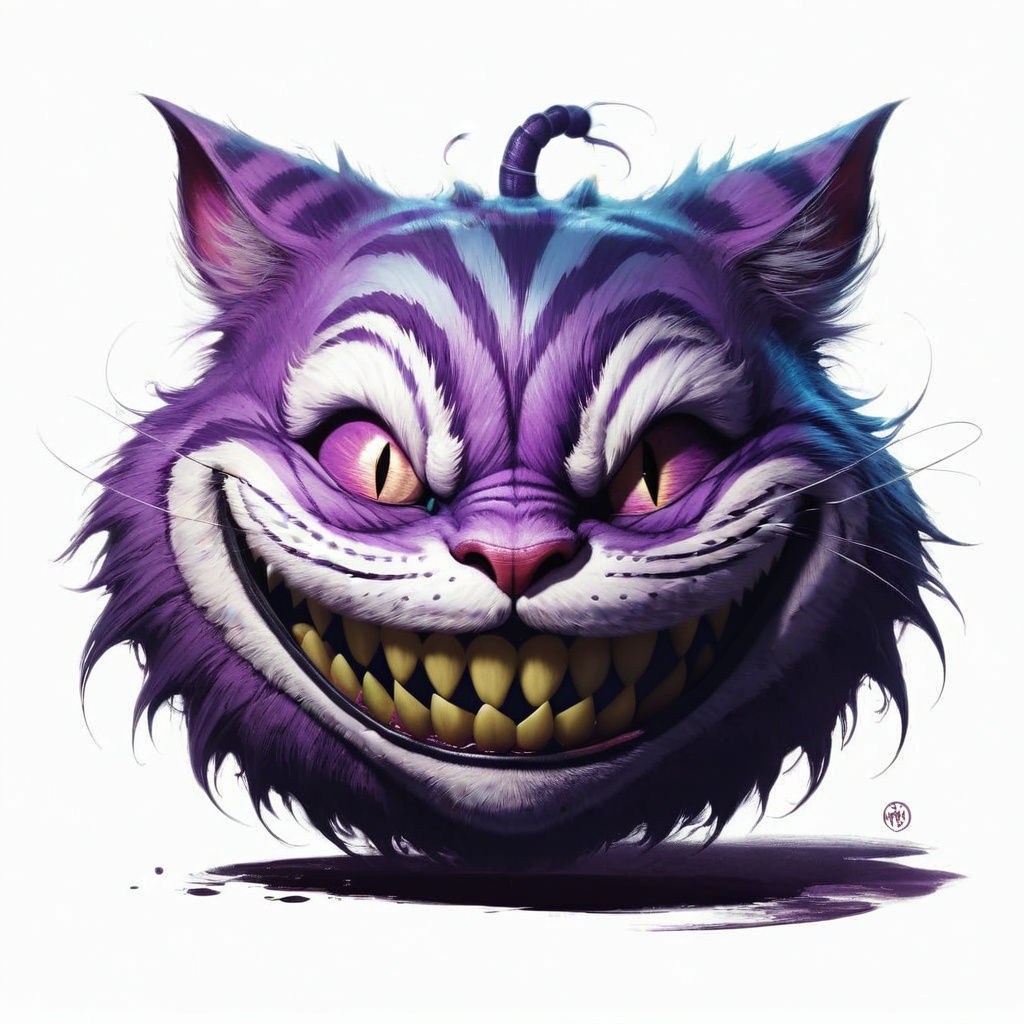 Mysterious Cheshire Cat in Cyberpunk Style