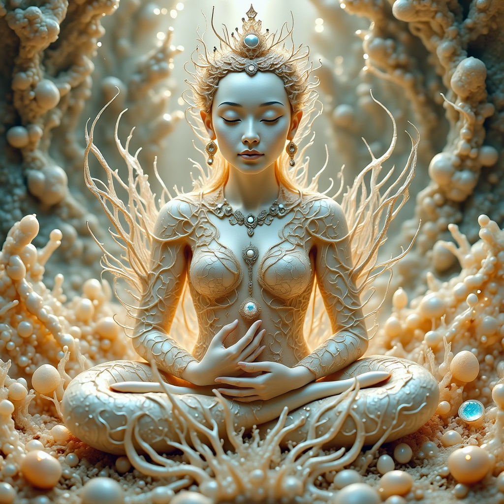 Serene Biomorphic Figure in Ethereal Opal Setting
