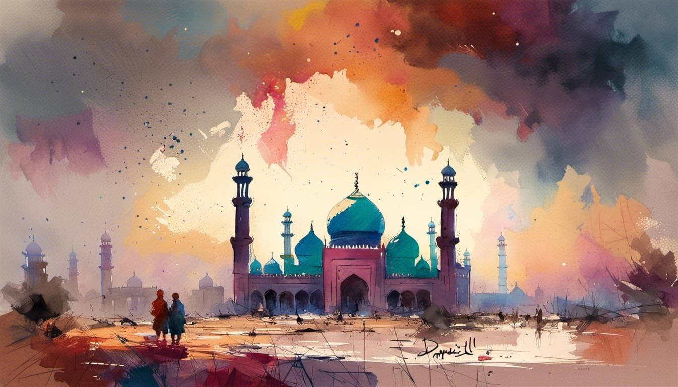 A dreamy landscape of the Badshahi Mosque