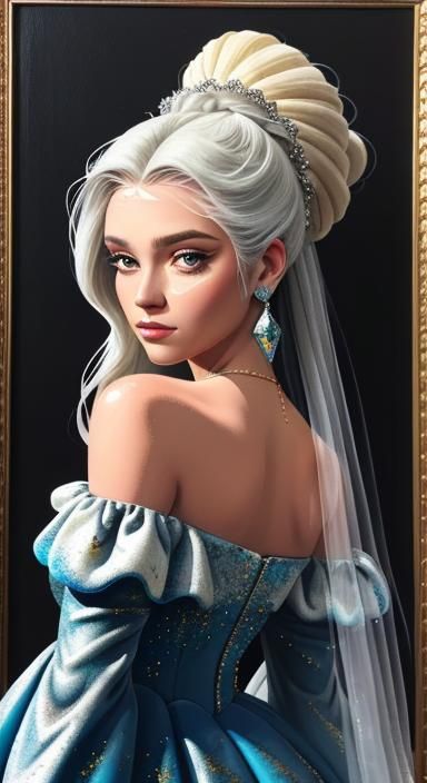 Ethereal Portrait with Glittery Patterns and Sheen