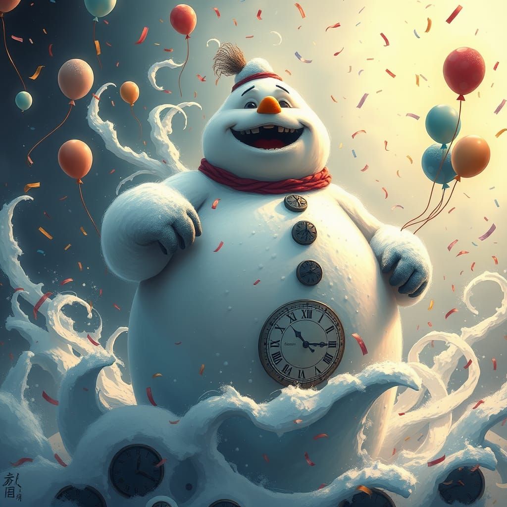 Whimsical Abdominal Snowman in a Fantastical Celebration