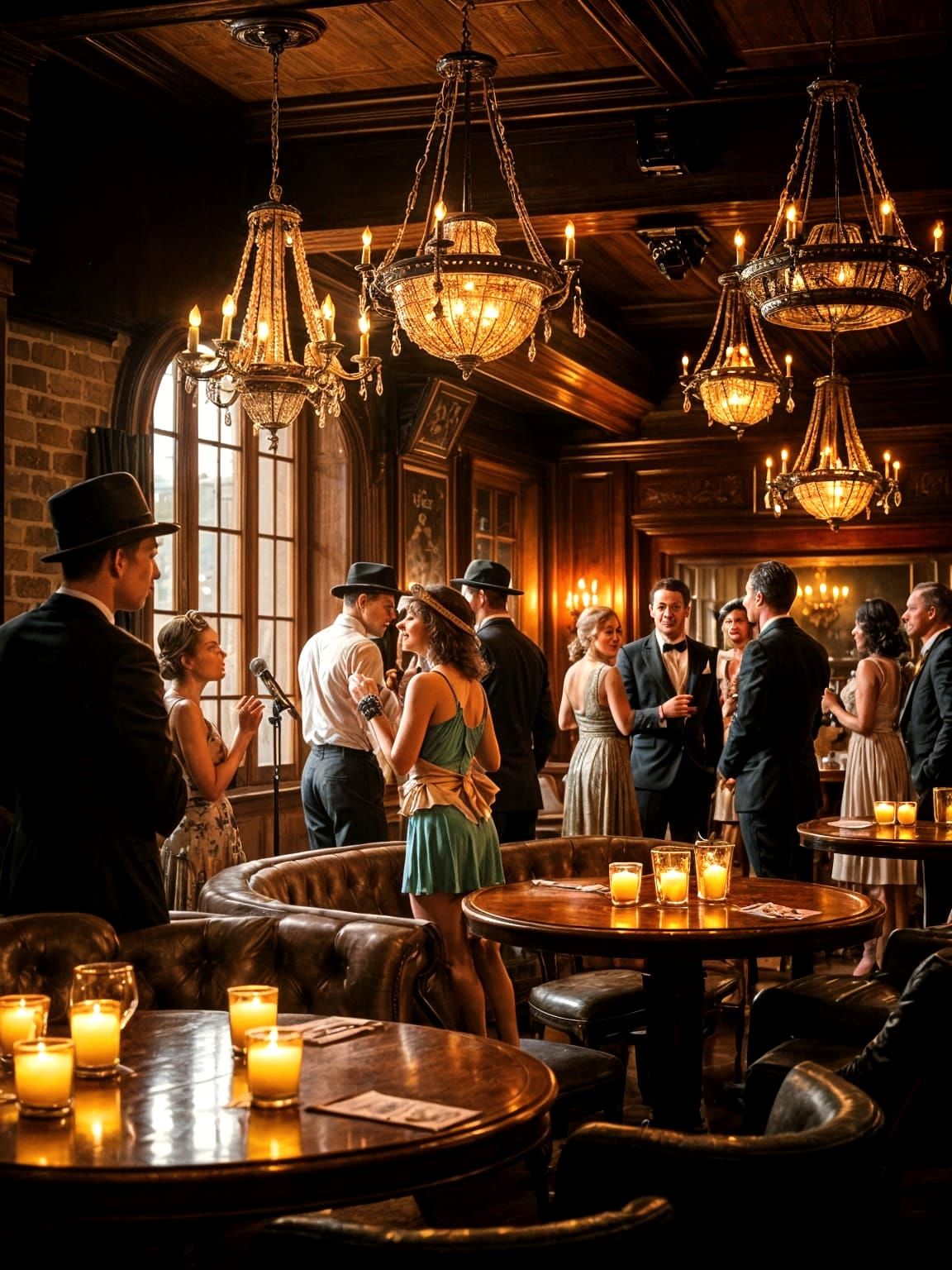 Roaring Twenties Speakeasy Scene with Jazz Music
