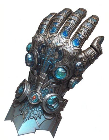 Futuristic Mayan Gauntlet in Hyperrealistic Concept Art