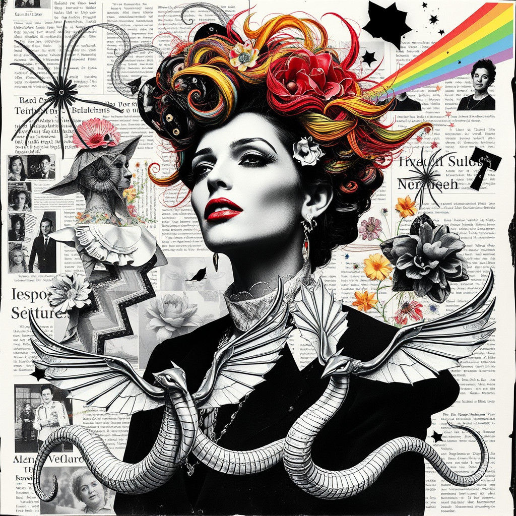 Dada Collage of Woman with Serpents in Photogram Style