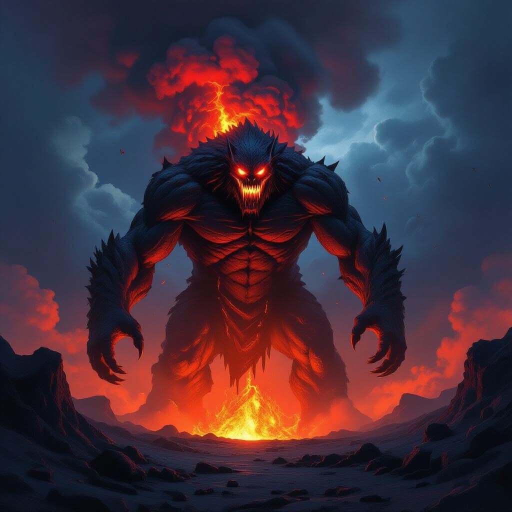 Towering Lava Monster Emerges From Volcano