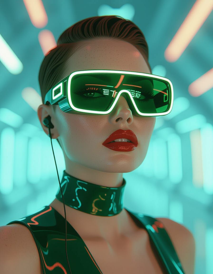 Model in Futuristic Sunglasses: Cinematic, High-Tech Style