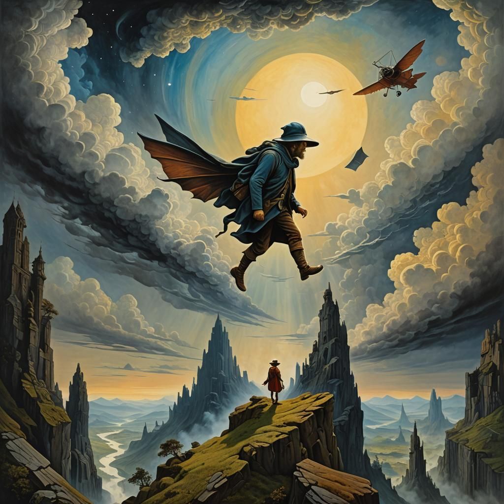 Epic Cubist Flight in Contrasting Acrylic Colors