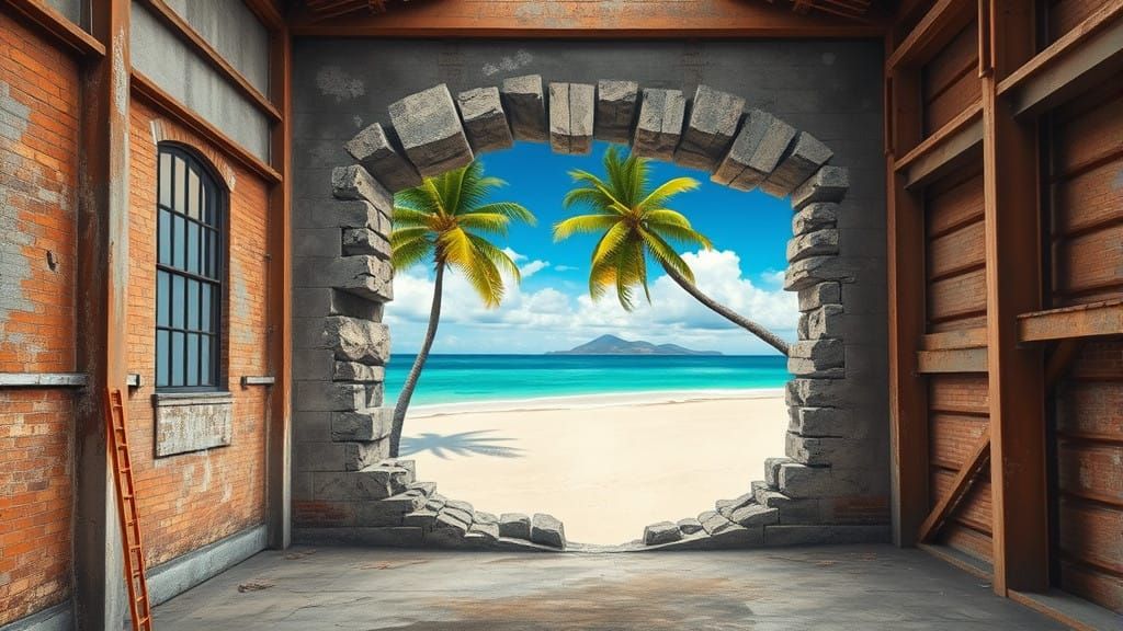 Industrial Dreamscape Transforms into Tropical Paradise