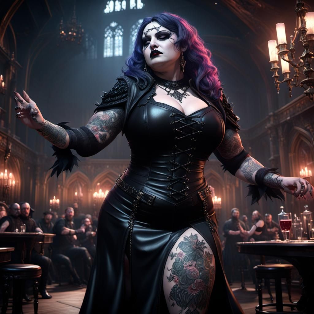 Gothic Lady Dancing in Dark Fantasy Style