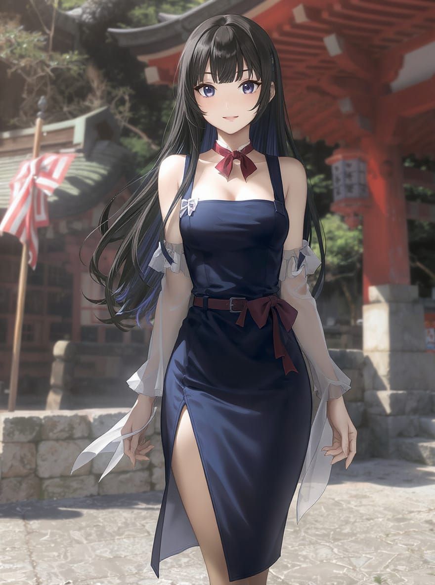 Kaori in Jumper Dress at Summer Shrine