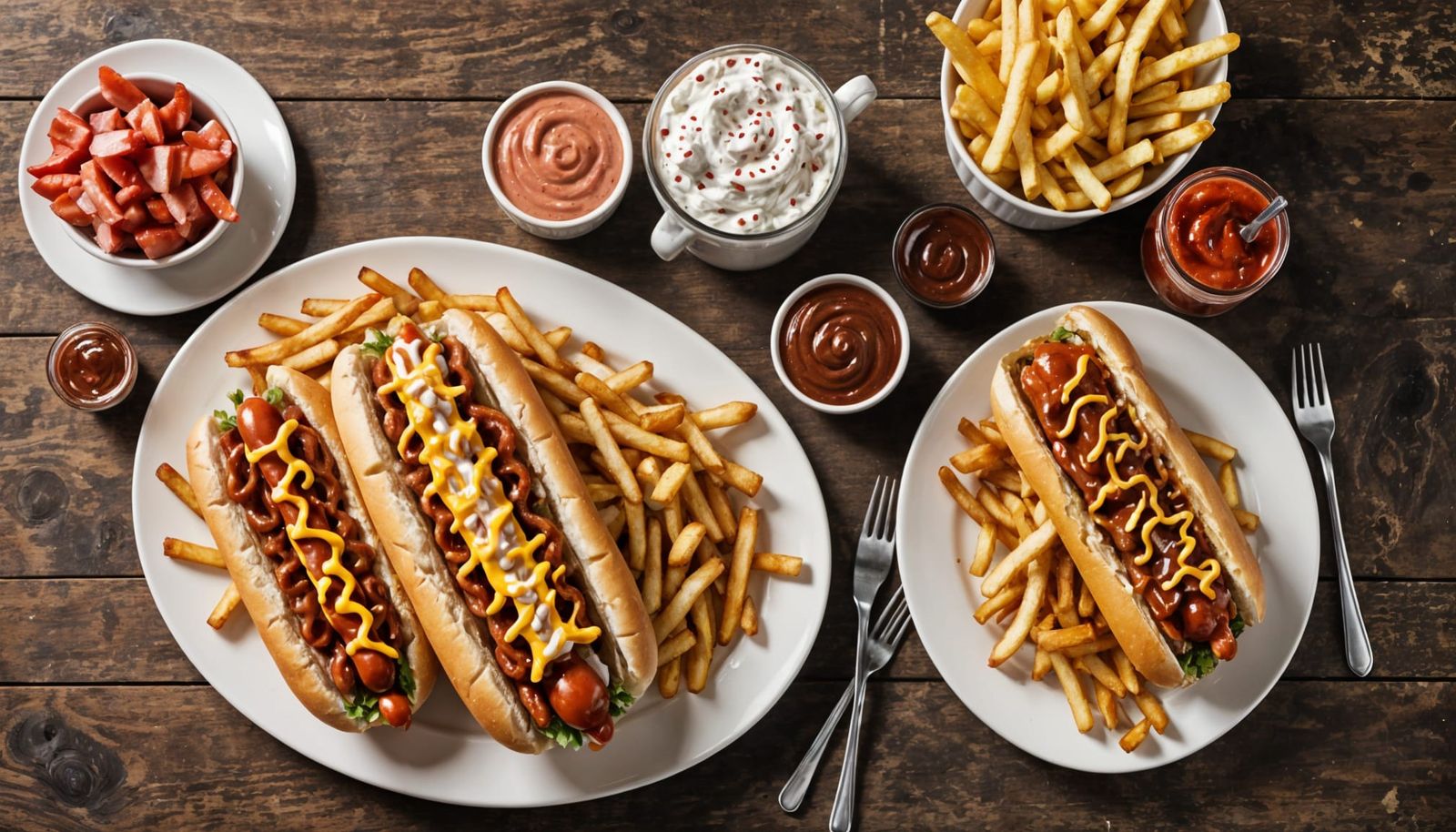Loaded Hotdog and Fries with Milkshake