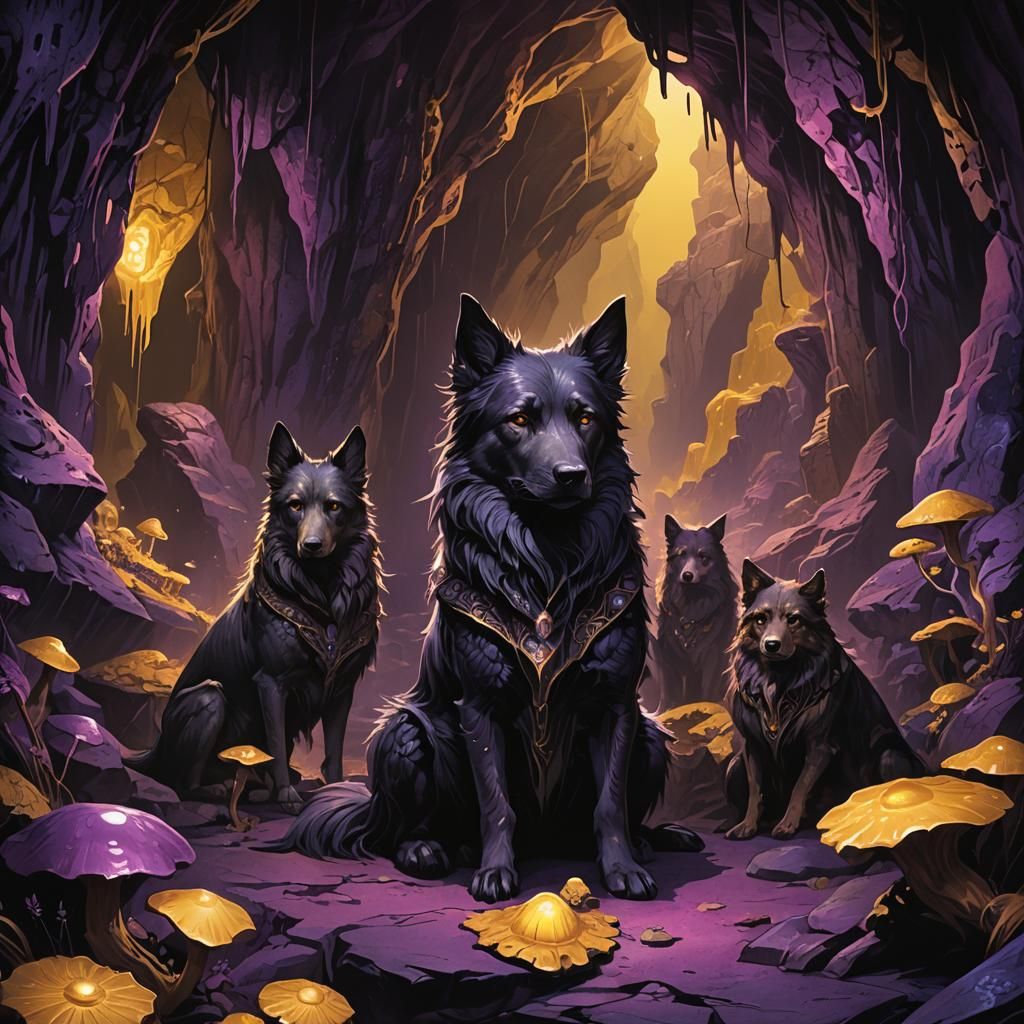 Mystical Cavern of Bizarre Dark Fantasy Dogs