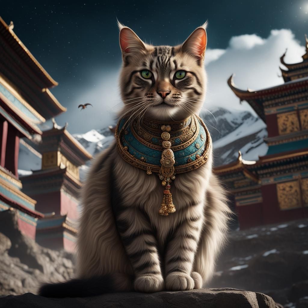 Mystical Cats of Tibet: Digital Matte Painting