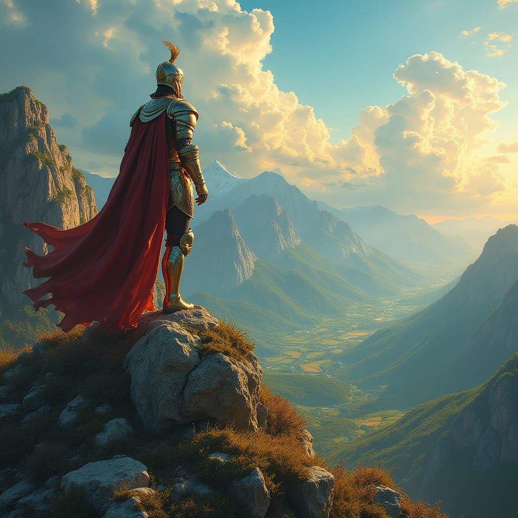 Regal Warrior in Golden Light, Baroque-Inspired Masterpiece