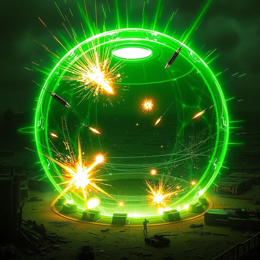 Futuristic Green Plasma Shield Protects Military Installatio...