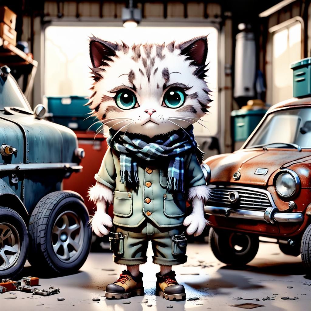 Tiny Tim car mechanic