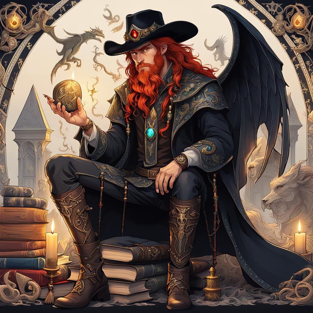 Warlock Prince with Angel Wings in Baroque Castle