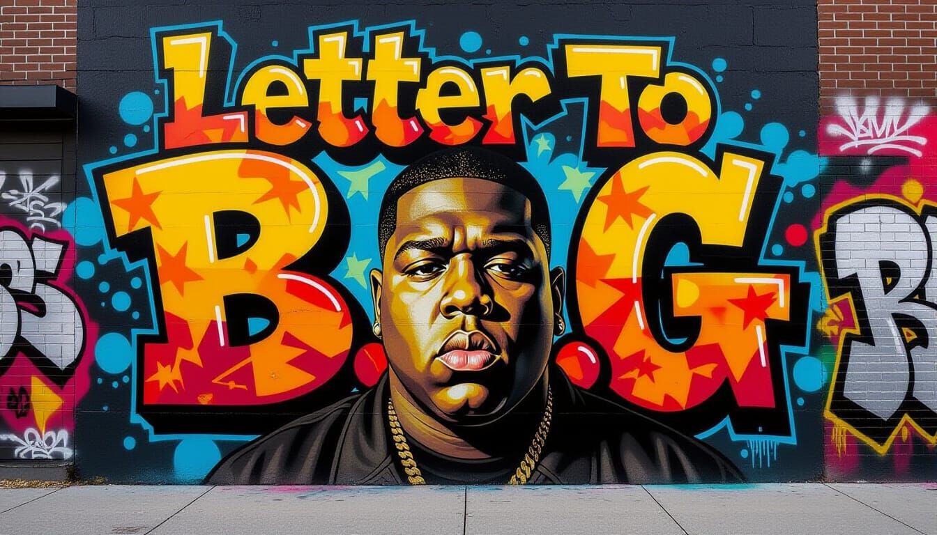 Graffiti Mural of Notorious B.I.G. in Golden Hour Light