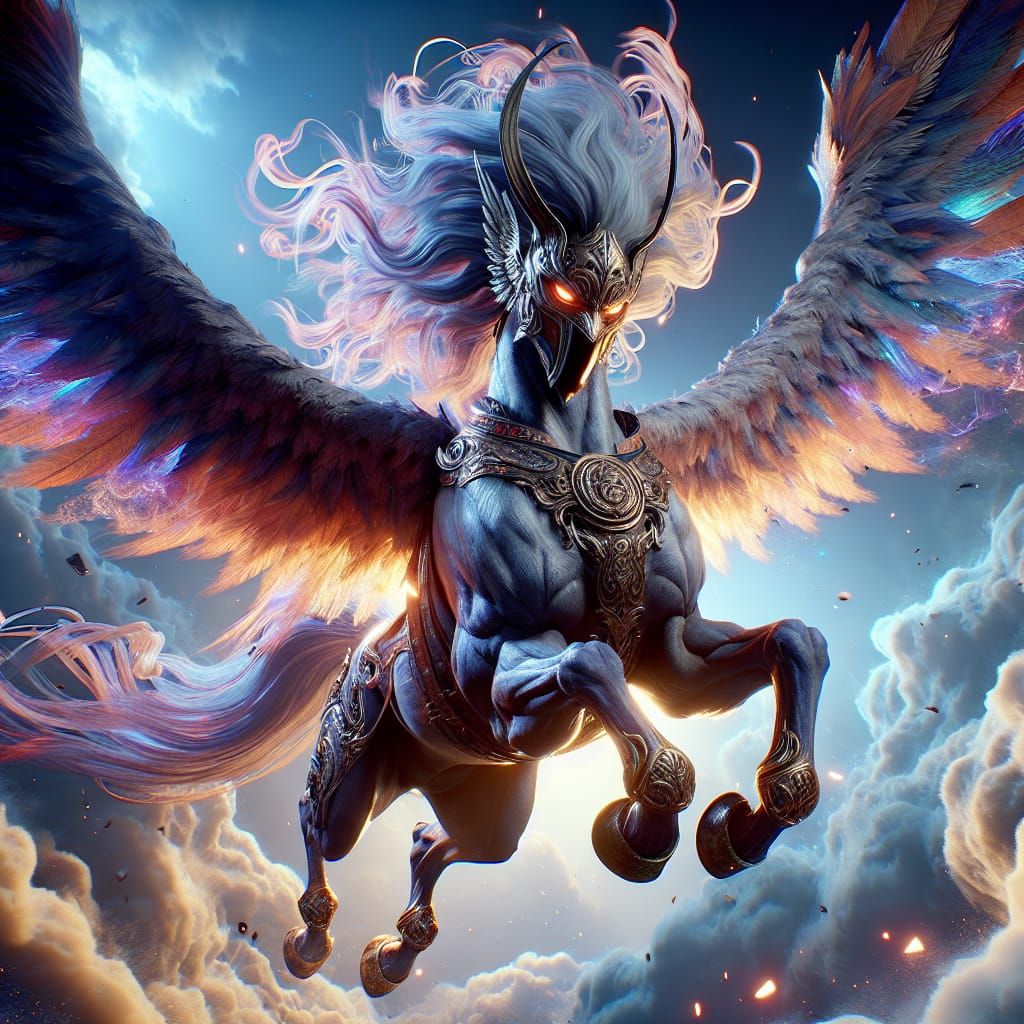 Mythical Pegasus Warrior in 8k Resolution