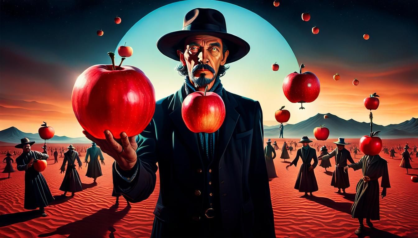 Surreal Desert Gauntlet with Glowing Apple Orb