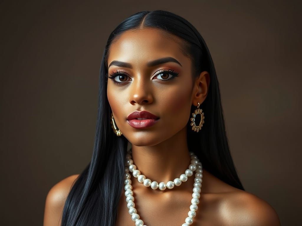 Brazilian Model Dressed in Pearls: AI Generated
