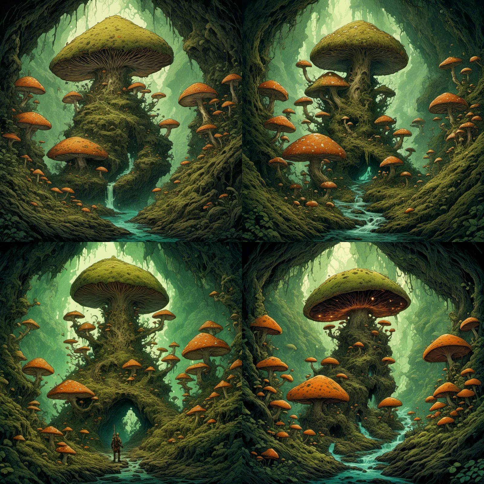 Mushroom Warrior Emerges from Underground Cave