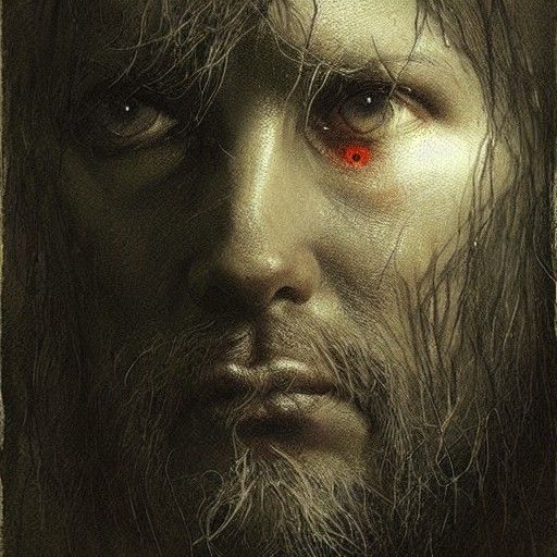 Intense Eyes in Horror Engraving Style